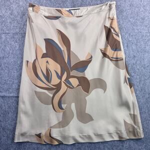 Banana Republic Women's 10 Silk Floral Tan A Line Skirt